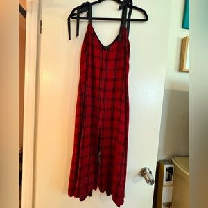 Red Plaid Sleeveless Dress